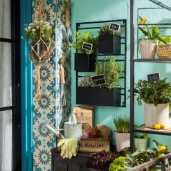 Bloempotje ijzer - groen - 10x7x9.5 cm