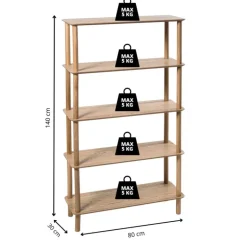 Boekenkast Scandi - naturel - 140x80x30 cm