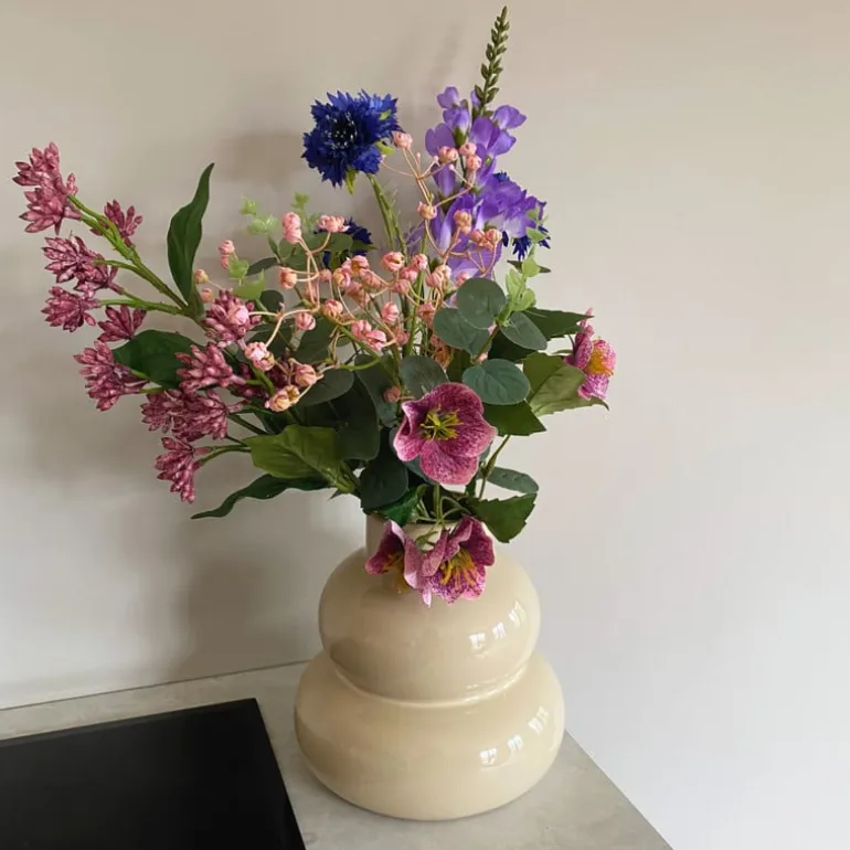 Boeket kunstbloemen - paars - 60 cm