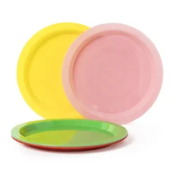 Bordjes - multikleur - kunststof - ø19 cm - set van 6