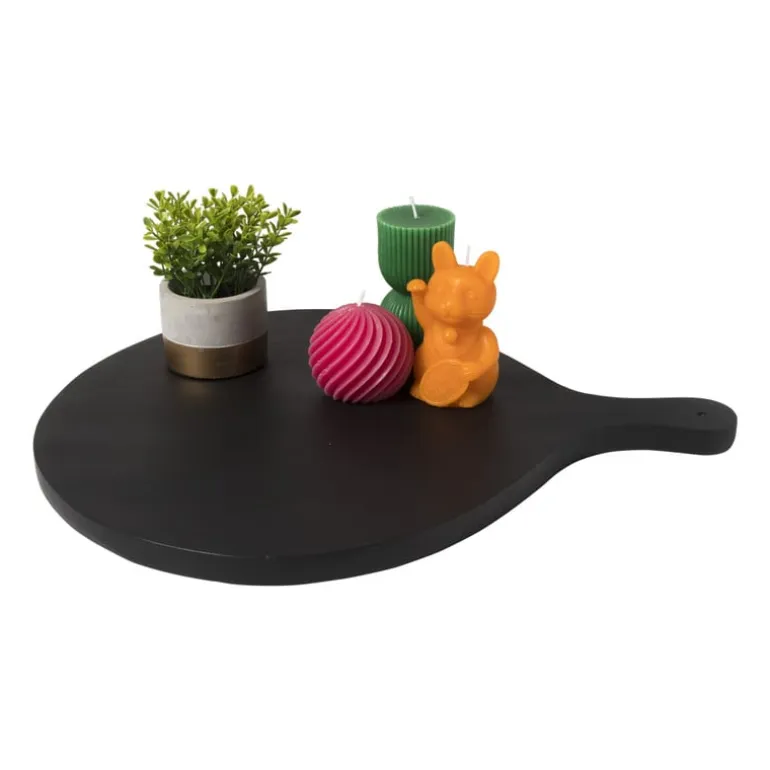 Borrelplank rond - zwart - 40x50x2 cm