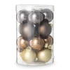 Box met kerstballen - bruin - ø4 cm - set van 16