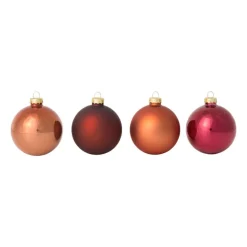 Box met kerstballen - rood - ø7 cm - set van 8