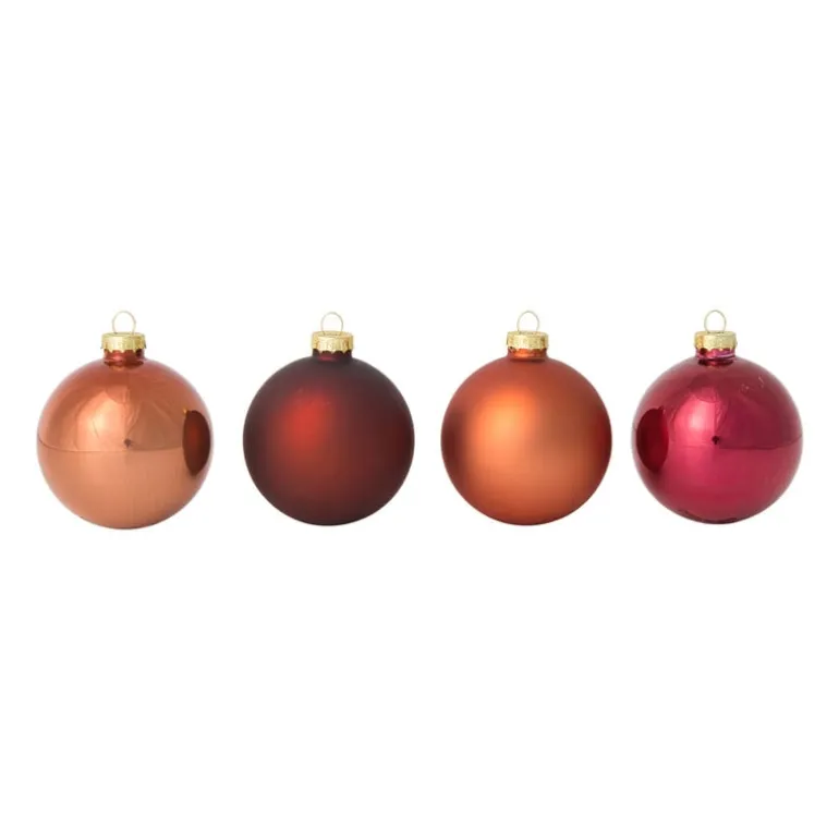 Box met kerstballen - rood - ø7 cm - set van 8