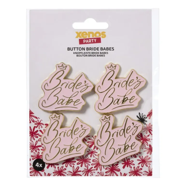 Brides babes buttons - roze - set van 4