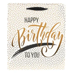Cadeautasje Happy birthday - gouden stip - 23x26 cm