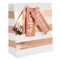 Cadeautasje roségoud - stripes - 18x21 cm
