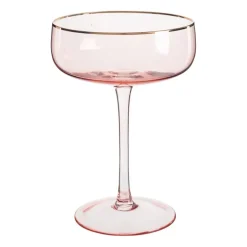 Champagnecoupe gouden rand - roze - 220 ml