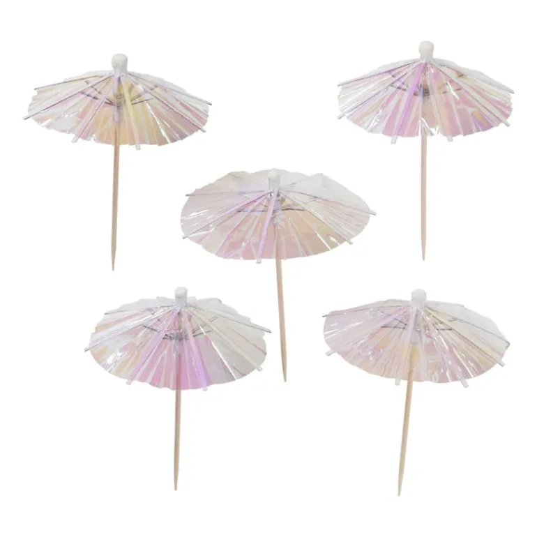 Cocktail parapluutjes iriserend - set van 12