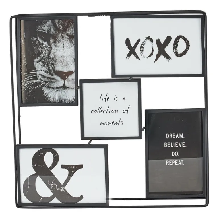 Collagelijst metaal - 5 foto's - 32x6x32 cm - zwart