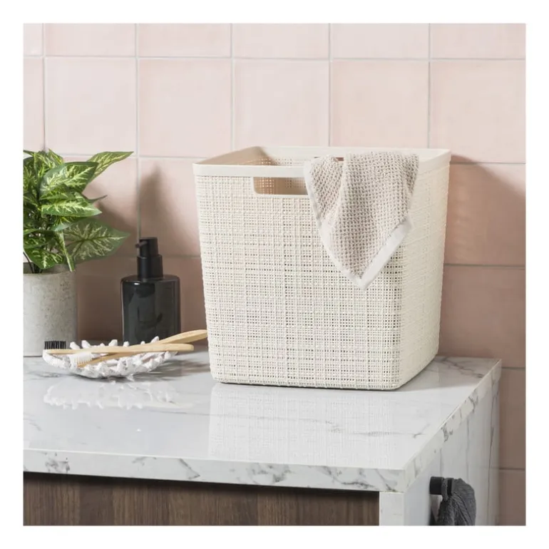 Curver jute opbergmand cube - 17 liter - beige