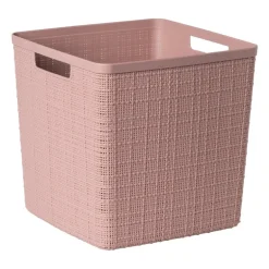 Curver jute opbergmand cube - 17 liter - roze