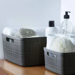 Curver jute opbergmand M - 12 liter - grijs