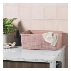 Curver jute opbergmand M - 12 liter - roze