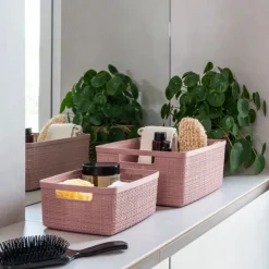 Curver jute opbergmand M - 12 liter - roze