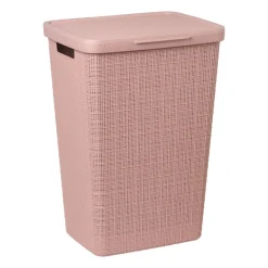 Curver jute wasmand met deksel - 58 liter - roze
