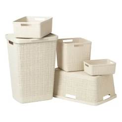 Curver jute wasmand met deksel - 58 liter - beige