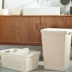 Curver jute wasmand met deksel - 58 liter - beige