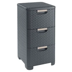 Curver ladeblok met 3 lades - grijs - 60x27.8x32.8 cm