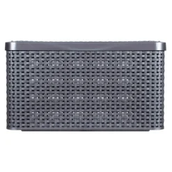 Curver opbergmand met deksel groot - grijs - 23x44x33 cm