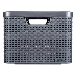 Curver opbergmand met deksel groot - grijs - 23x44x33 cm