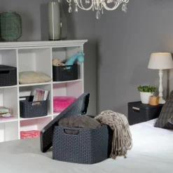 Curver opbergmand met deksel groot - grijs - 23x44x33 cm