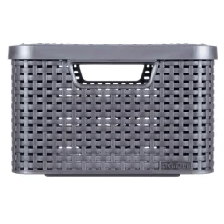 Curver opbergmand met deksel middel - grijs - 19x40x29 cm