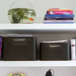 Curver opbergmand met deksel middel - grijs - 19x40x29 cm