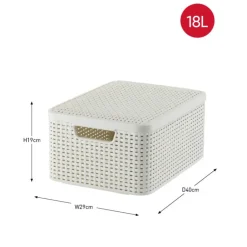 Curver opbergmand met deksel middel - wit - 19x40x29 cm