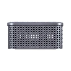 Curver opbergmand met deksel klein - grijs - 13x29x19 cm