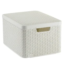 Curver opbergmand met deksel groot - wit - 23x44x33 cm