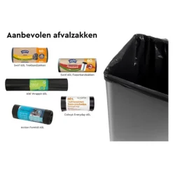 Curver prullenbak Verto - grijs/zwart - 54 liter