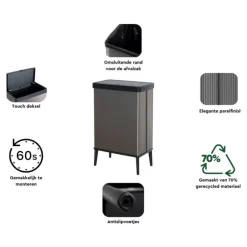 Curver prullenbak Verto - grijs/zwart - 54 liter