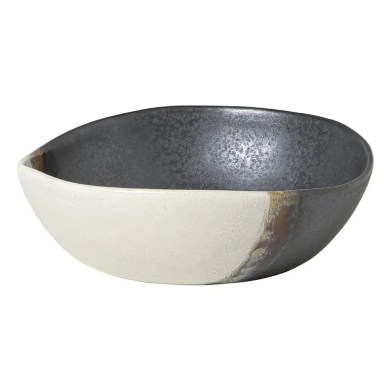 Diep bord cortado - beige/zwart - ø18x5.8 cm