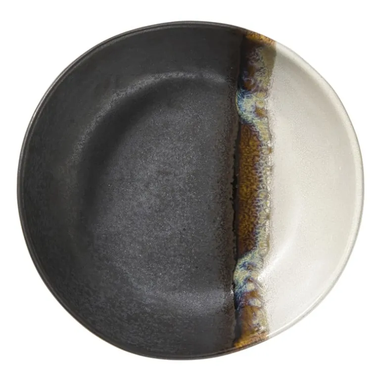 Diep bord cortado - beige/zwart - ø18x5.8 cm