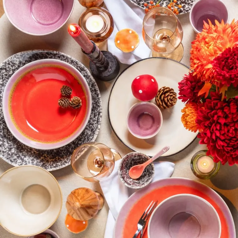 Diep bord Roots - rood/paars - ø20x5.4 cm