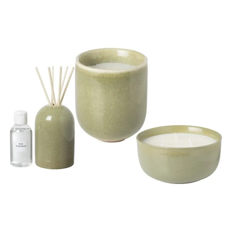 Diffuser rose amberwood - groen - ø7.7x11.8 cm