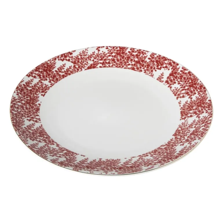 Dinerbord Mirna blaadjes - rood/wit - ø26.8x2.2 cm