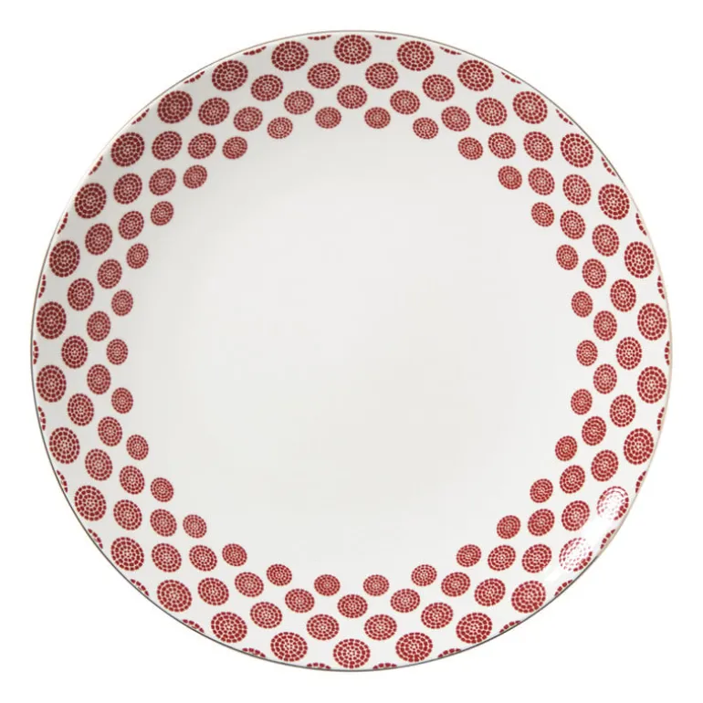 Dinerbord Mirna bloem - rood/wit - ø26.8x2.2 cm