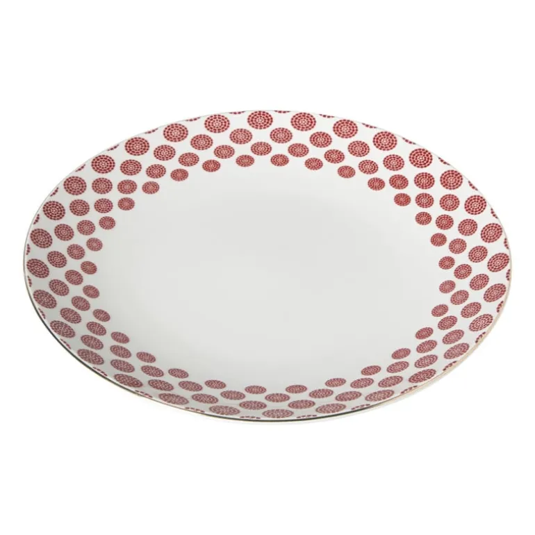 Dinerbord Mirna bloem - rood/wit - ø26.8x2.2 cm