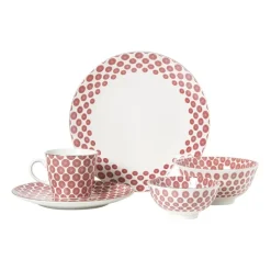 Dinerbord Mirna bloem - rood/wit - ø26.8x2.2 cm