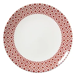 Dinerbord Mirna ruit - rood/wit - ø26.8x2.2 cm