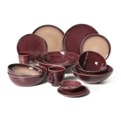 Dinerbord Olivia - bordeauxrood/beige - ø27.5x2.5 cm