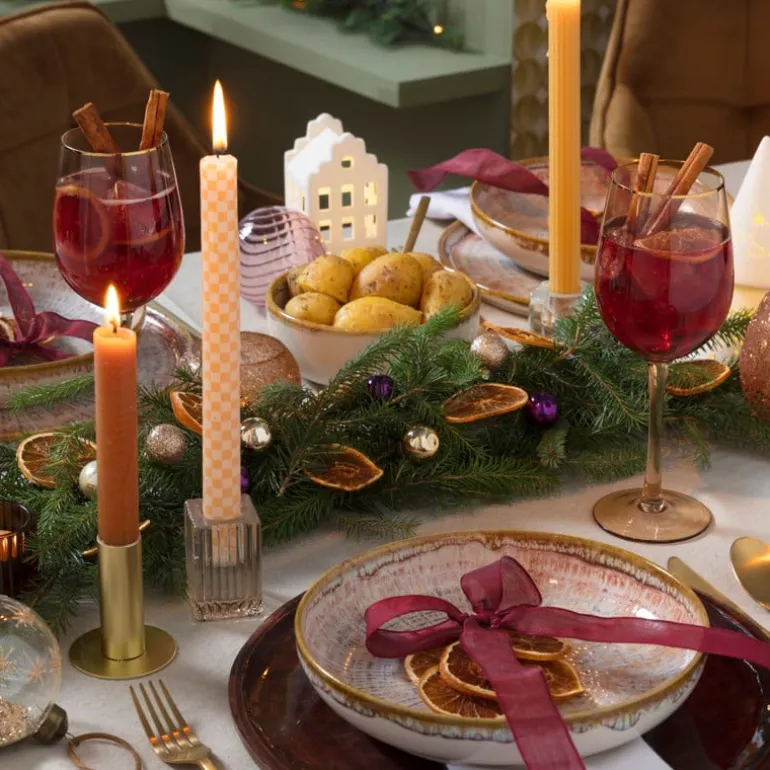 Dinerkaars ruit - oranje - ø2.15x25 cm