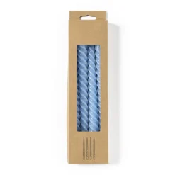 Dinerkaarsen twist - blauw - set van 4