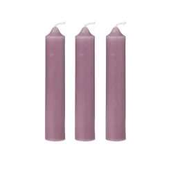 Dinerkaarsjes - set van 3 - paars - ø2x12 cm