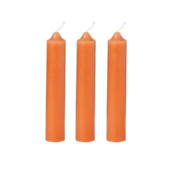 Dinerkaarsjes - set van 3 - oranje - ø2x12 cm