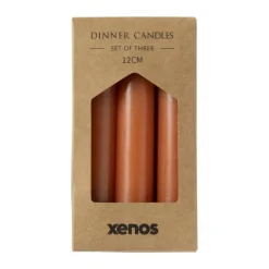 Dinerkaarsjes - set van 3 - oranje - ø2x12 cm