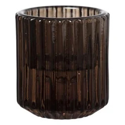 Diner/theelichthouder - donkerbruin - ø5.5x6 cm