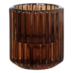 Diner/theelichthouder - lichtbruin - ø5.5x6 cm